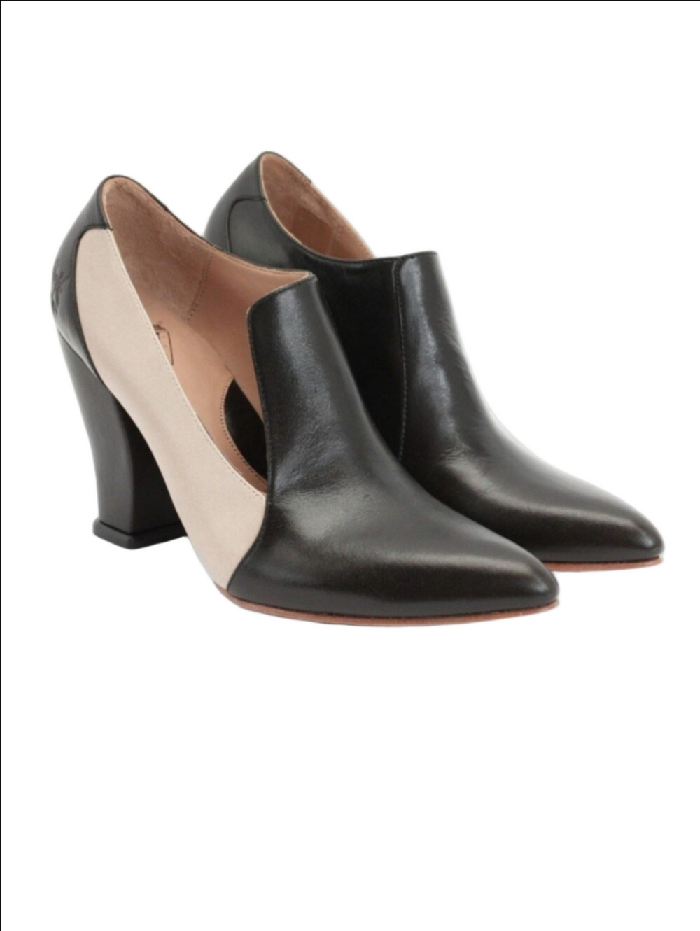 JOHN FLUEVOG  Kendra black cream  Pointed-Toe leather Heels
